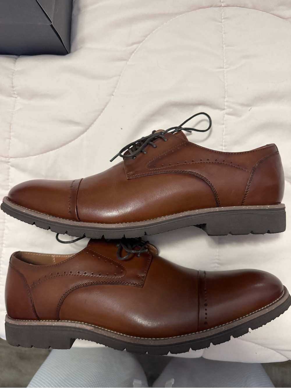 Stacy Adams Brown Leather Cap-Toe Lace-Up Oxfords